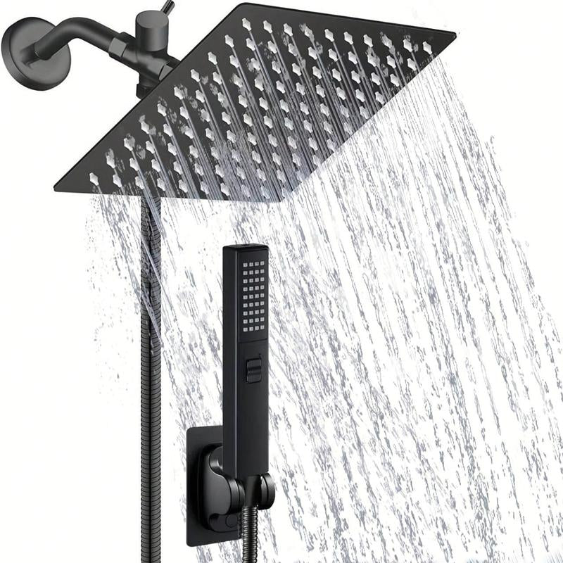 Stainless Steel Shower Head Set, 1 Set Rainfall Shower Head & Handheld Shower Head Set with Accessories, Bathroom Accessories, Home Essentials