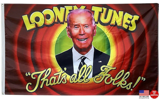 Looney Tunes Joe Biden Donald Trump Flag America Great Again Banner USA