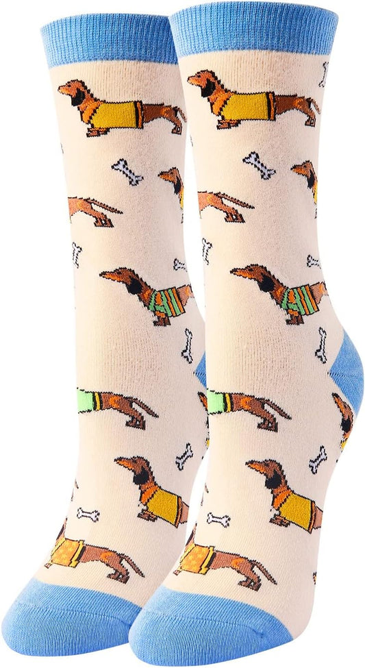 Silly Crazy Dachshund Gifts Weiner Dog Gifts for Women, Novelty Dachshund Socks Funny Fun Socks