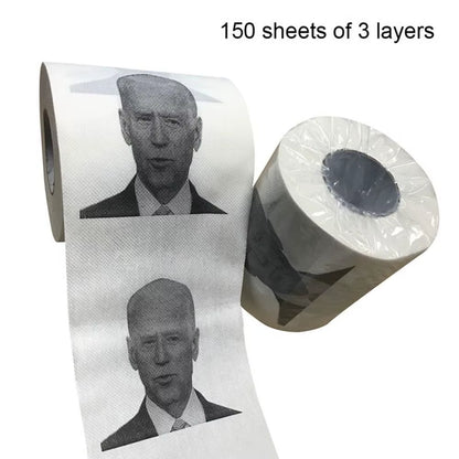 1Roll Joe Biden Pattern Toilet Paper Roll Novelty Gift Bathroom Paper Towel Funnyhome Paper 150 Sheets