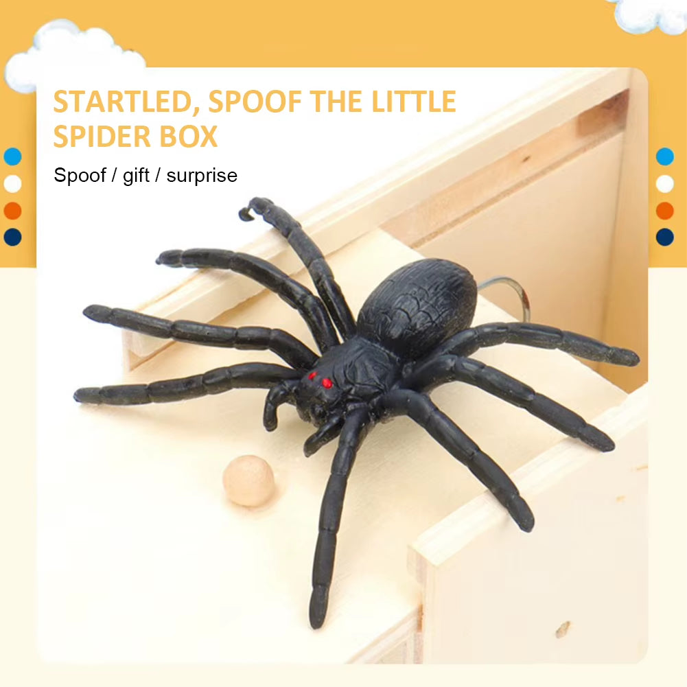 Spider Prank Box Wooden Fun Surprise Happy Box Gags Practical Joke Scare Toys Novelty Halloween Gifts for Friends