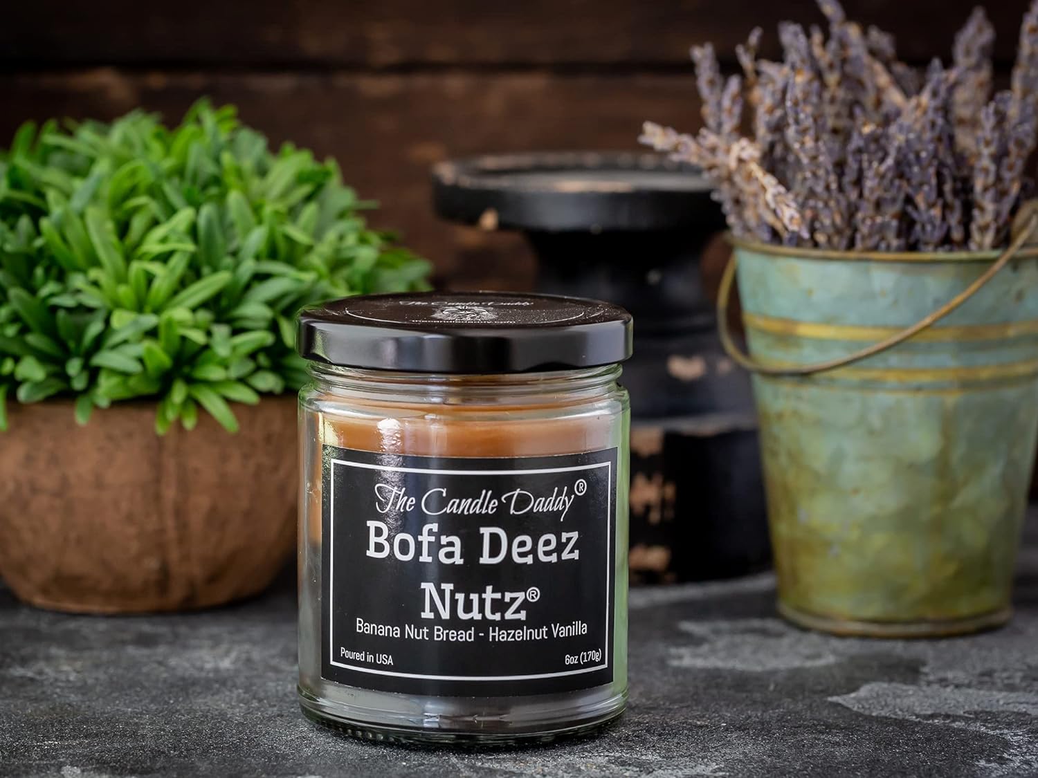 Bofa Deez Nutz- Funny- Banana Nut Bread N Hazelnut Vanilla- Scented Candle- Double Pour- 6 Ounce- 40 Hour Burn Time