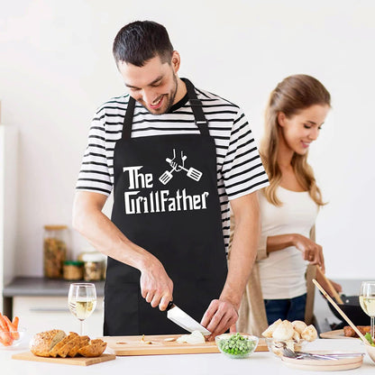 Grill Aprons for Men Dad - the Grill Father Apron - Funny Chef Cooking Grilling BBQ Apron with 2 Pockets - Birthday Fathers Day Christmas Gifts for Dad