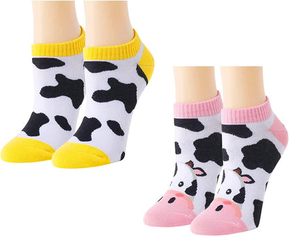 Cute Cow Print Socks Women - Cow Stuff Unique Cow Print Gifts Cow Gifts for Cow Lovers Teen Girls Ankle Socks