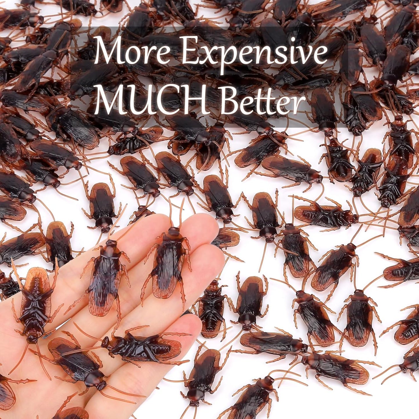 Pretty Realistic 120PCS Fake Roaches, Fake Cockroaches  Great Way to Play a Prank, Faux Cockroaches Lifelike Creepy Perfect for Halloween Project, Tricking People, Kid Playing