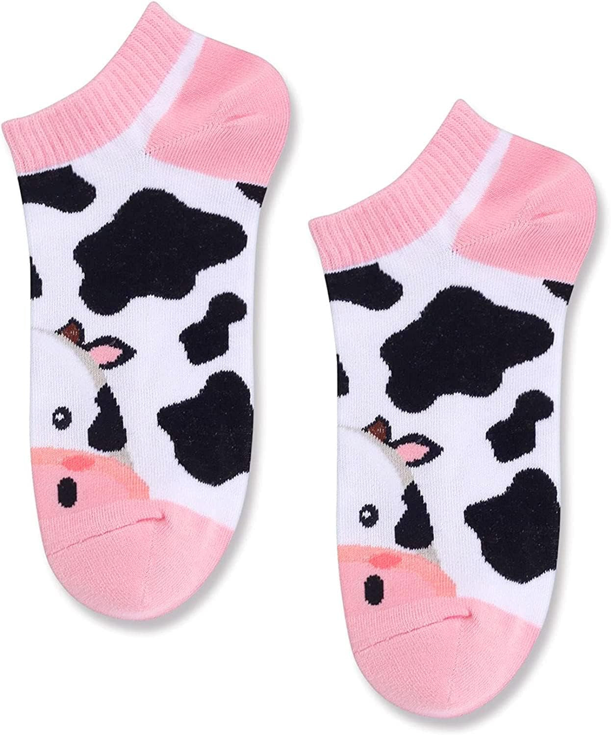 Cute Cow Print Socks Women - Cow Stuff Unique Cow Print Gifts Cow Gifts for Cow Lovers Teen Girls Ankle Socks